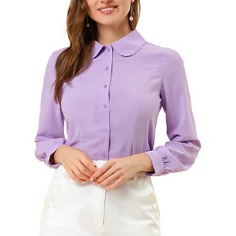 Women's Peter Pan Collar Blouse Business Casual Long Sleeve Button Down Work Shirts