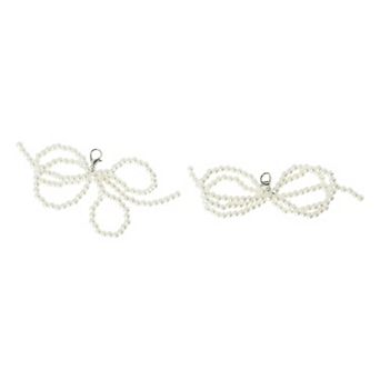Faux Pearl Bow Style 10 Shoelace Charms White 1 Pair