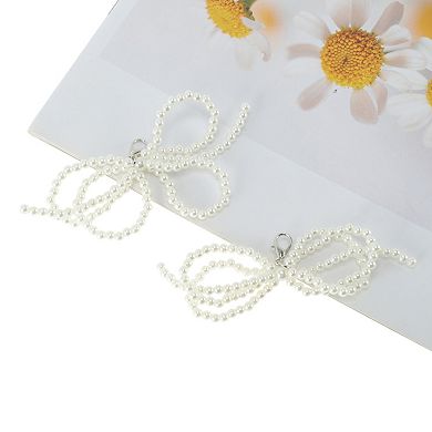 Faux Pearl Bow Style 10 Shoelace Charms White 1 Pair