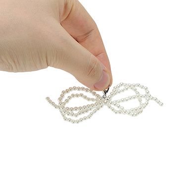 Faux Pearl Bow Style 10 Shoelace Charms White 1 Pair