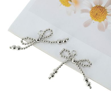 Faux Pearl Bow Style Shoelace Charms Silver Tone 1 Pair