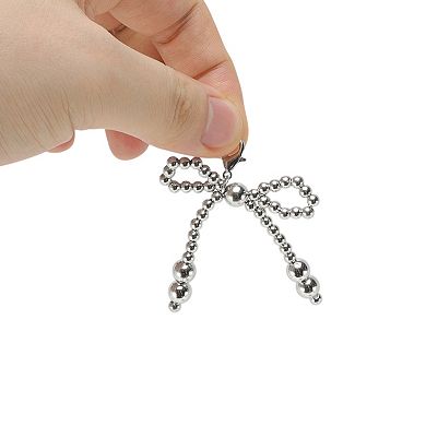 Faux Pearl Bow Style Shoelace Charms Silver Tone 1 Pair