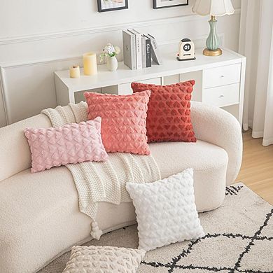 Set of 2 Heart Pillow Covers 18x18, Plush Red Valentine’s Day Decor