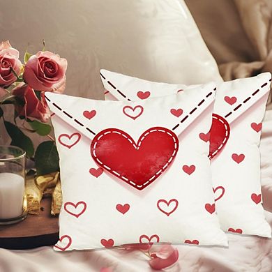 Valentine’s Pillow Covers 18x18 Set of 2 Red Heart Envelope Decor