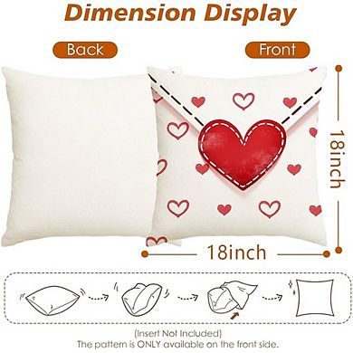 Valentine’s Pillow Covers 18x18 Set of 2 Red Heart Envelope Decor