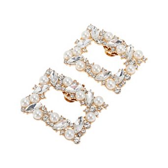 Pearl Square Detachable Clip Style Shoe Accessories 2 pc