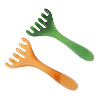 1 Set Antler-shaped Head Massage Comb for Travel in Green and Brown Color