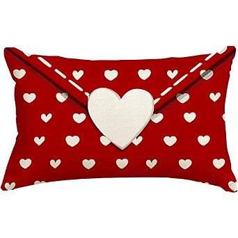 Valentine Pillow Covers 12x20 Inch Red Heart Lumbar Throw Cushion