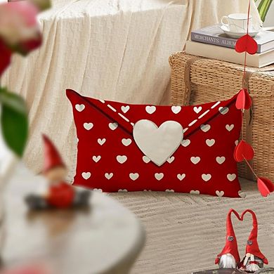 Valentine Pillow Covers 12x20 Inch Red Heart Lumbar Throw Cushion