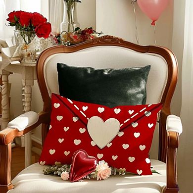 Valentine Pillow Covers 12x20 Inch Red Heart Lumbar Throw Cushion