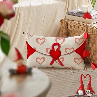 Valentine’s Pillow Cover 12x20 Red Heart Envelope Lumbar Decor
