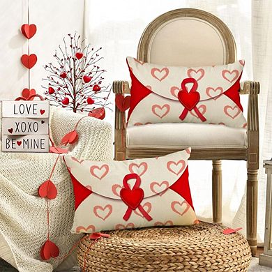 Valentine’s Pillow Cover 12x20 Red Heart Envelope Lumbar Decor