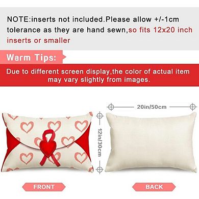 Valentine’s Pillow Cover 12x20 Red Heart Envelope Lumbar Decor