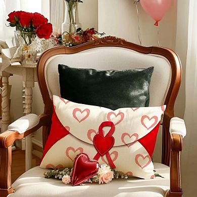 Valentine’s Pillow Cover 12x20 Red Heart Envelope Lumbar Decor