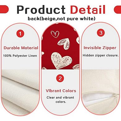 Valentine Heart Pillow Covers 18x18 Set of 2 Red White