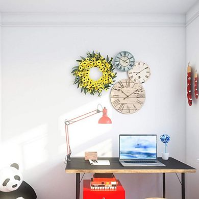 22 Inch Spring Summer Floral Wreath with Sunflowers and Daisies