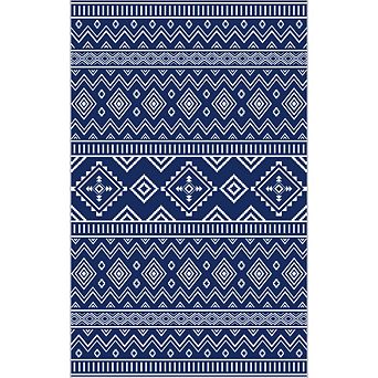 Fashionwu Geometry Washable UV Resistant Modern Reversible Outdoor Camping Garden Decor Area Rug
