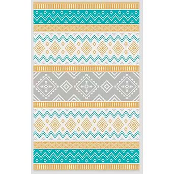 Fashionwu Geometry Washable UV Resistant Modern Reversible Outdoor Camping Garden Decor Area Rug