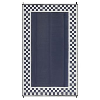 Fashionwu Simple Modern UV Resistant Geometry Bordered Waterproof Easy to Clean Plastic Area Rug