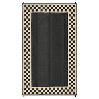 Fashionwu Simple Modern UV Resistant Geometry Bordered Waterproof Easy to Clean Plastic Area Rug