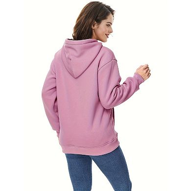 Womens Casual Winter Warm Fleece Sherpa Lined Pullover Hooded Sweatshirt