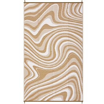 Fashionwu Modern Reversible Outdoor Abstract Plastic Waterproof Stain Resistant Area Rugs for Beach