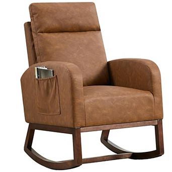 Rocking Chair with Pocket, High Back Glider Chair, Accent Armchair