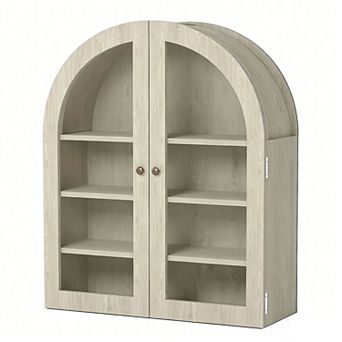 Bathroom Wall Mounted Cabinet, Arched Medicine Cabinet Over The Toilet Storage Organizer w/Doors