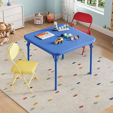 Square Table and Chairs Set of 3, Portable Activity Table and Chair for Learning, Reading, Crafts