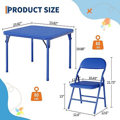 Square Table and Chairs Set of 3, Portable Activity Table and Chair for Learning, Reading, Crafts