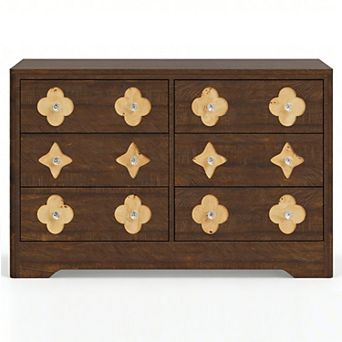 6 Drawer Dresser for Bedroom, 47.2'' Wide Dresser, Boho Chest of Drawers, Wooden Chest