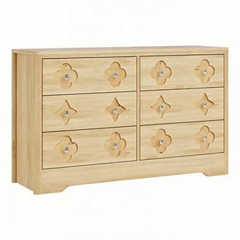 6 Drawer Dresser for Bedroom, 47.2'' Wide Dresser, Boho Chest of Drawers, Wooden Chest