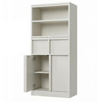 Tall Storage Cabinet, Freestanding Buffet Cabinet w/Drawers, Doors &Adjustable Shelves,Multipurpose