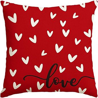Valentine’s Red Throw Pillow Cover 18x18 Love Heart Decor