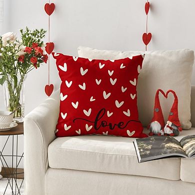 Valentine’s Red Throw Pillow Cover 18x18 Love Heart Decor