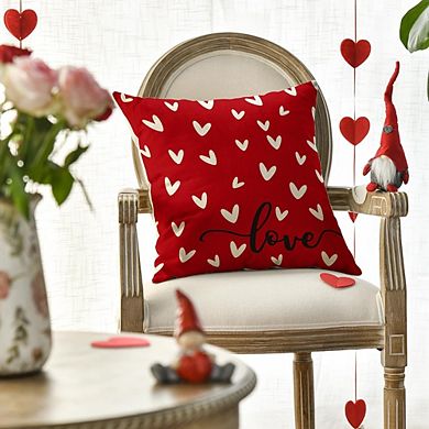 Valentine’s Red Throw Pillow Cover 18x18 Love Heart Decor