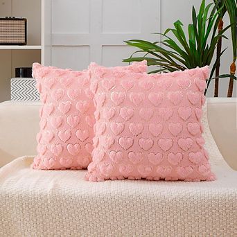 Valentine’s Pillow Covers 18x18 Set of 2 Pink Love Hearts