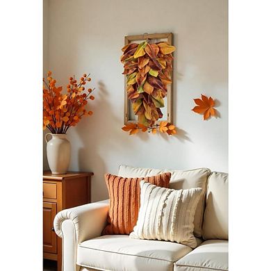 Autumn Magnolia Teardrop Swag 27" Fall Garland for Front Door, Thanksgiving & Wall Décor