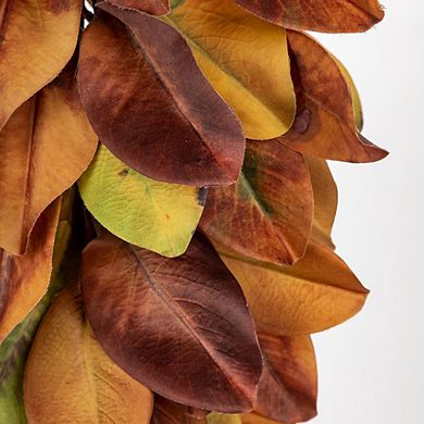 Autumn Magnolia Teardrop Swag 27" Fall Garland for Front Door, Thanksgiving & Wall Décor