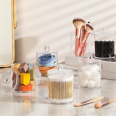 Clear Acrylic Bathroom Canister Set Vanity Storage Organizer