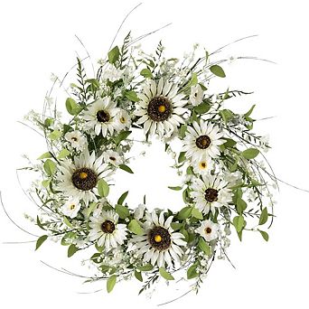 26 Inch Artificial Sunflower and Berry Spring Wreath for Front Door Decor