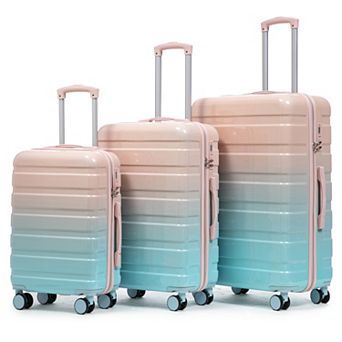 WOW PIONEER Three-Piece Spinner Wheel Luggage Set with Gradient Design and Combination Lock