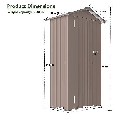 WOW PIONEER Compact Galvanized Iron Metal Garden Storage Shed Waterproof Design