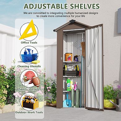 WOW PIONEER Compact Galvanized Iron Metal Garden Storage Shed Waterproof Design