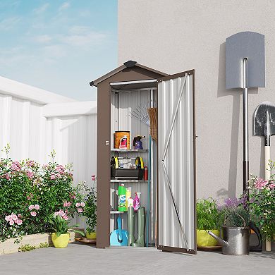 WOW PIONEER Compact Galvanized Iron Metal Garden Storage Shed Waterproof Design