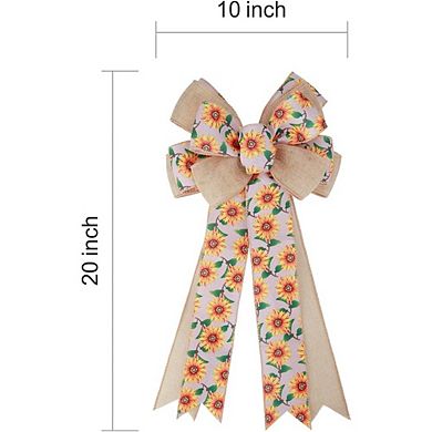 Sunflower Burlap Bow for Gift Wrapping & Fall Decor