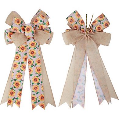 Sunflower Burlap Bow for Gift Wrapping & Fall Decor