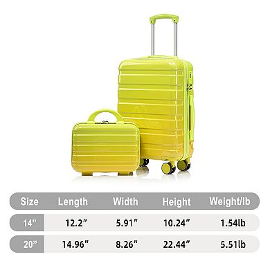 WOW PIONEER Two-Piece Spinner Wheel Luggage Set with Dedicated Cosmetic Case