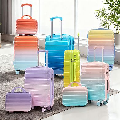 WOW PIONEER Two-Piece Spinner Wheel Luggage Set with Dedicated Cosmetic Case