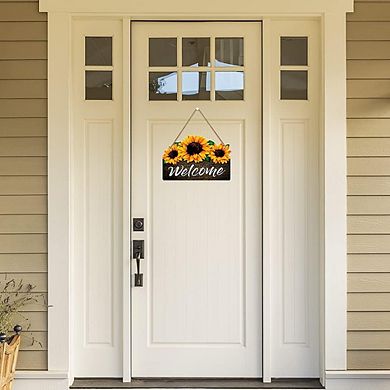Sunflower Welcome Sign 8" x 12" for Front Door & Home Decor